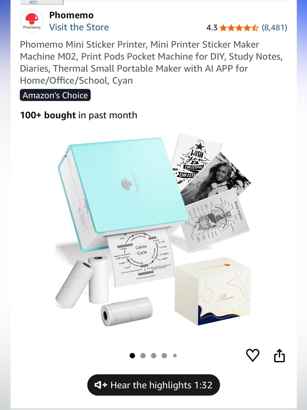 Phomemo Thermal Mini Sticker Printer